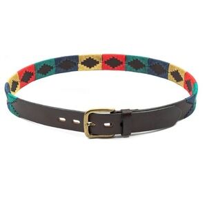 Gaucho Life Western Boho Multicolored Embroidered Cowhide Leather Belt SIZE 42